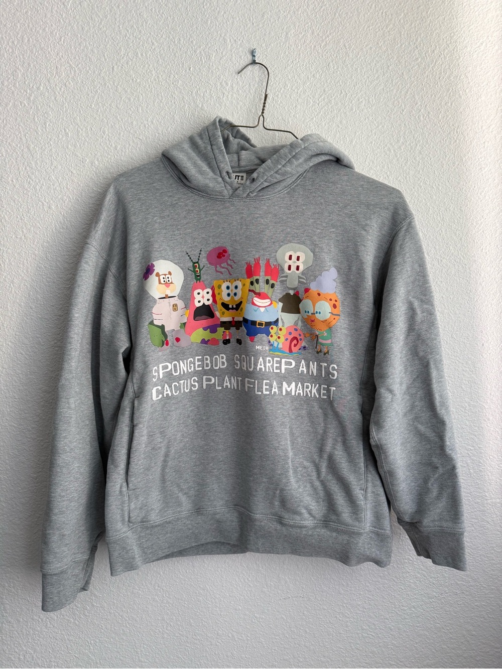 SpongeBob Squarepants Cactus Plant Flea Market x Uniqlo Gray Hoodie
